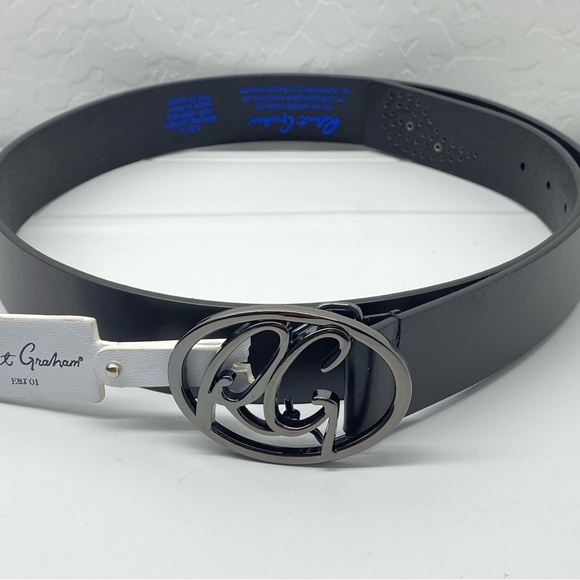Robert Graham leather belt Men's Size 38 Dead Ahead Studded Logo Black New - Picture 1 of 6